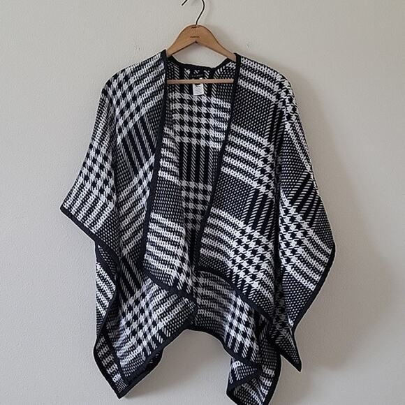 NWOT Talbots Black White Plaid Shawl Size XS/S - Picture 1 of 5